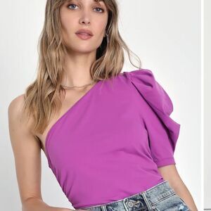 Free People Purple One-Shoulder Bodysuit